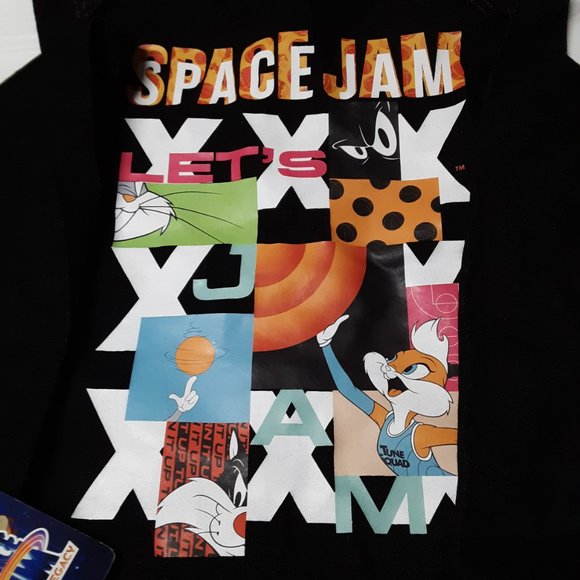 Members Only Space Jam New Legacy Black Denim Jean Jacket Looney Tunes Sz S NWT - Picture 2 of 9